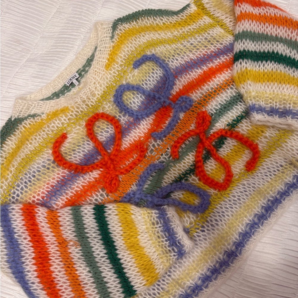 Loewe Anagram-Embroidered Stripe Mohair Sweater